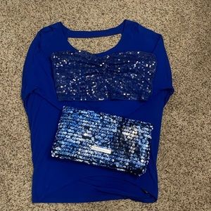 Party shirt complete with a clutch to match!